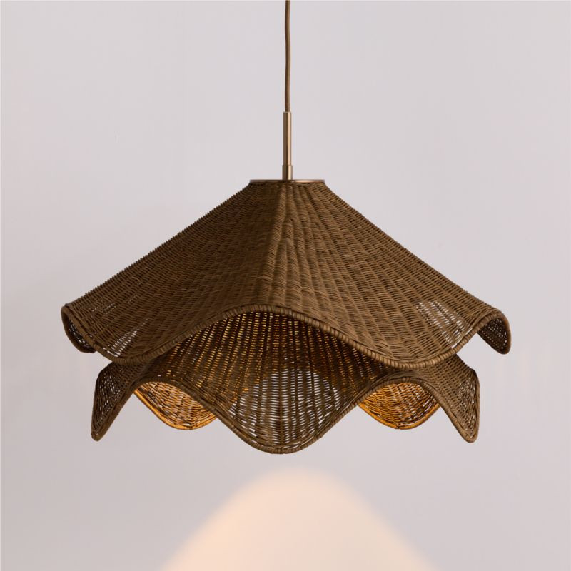 Lia Pendant Light with Dark Fiber Shade | Crate & Barrel