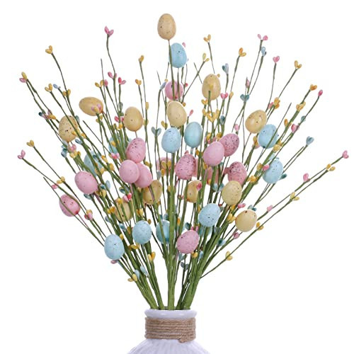 VioletEverGarden Easter Picks,6 Pack Easter Egg Picks Artificial Easter Berry Stems Easter Picks and Sprays Rustic Easter Decorations for Easter Home Decor and Flower Arrangement(Pink/Yellow/Cyan) | Amazon (US)