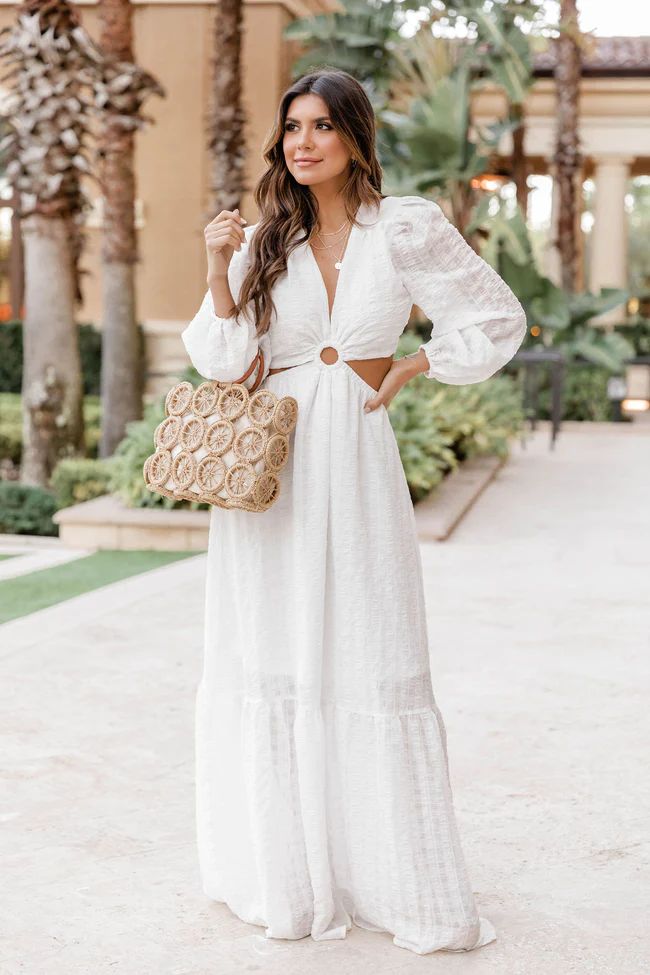 All I Ever Asked White Ring Detail Maxi Dress | The Pink Lily Boutique