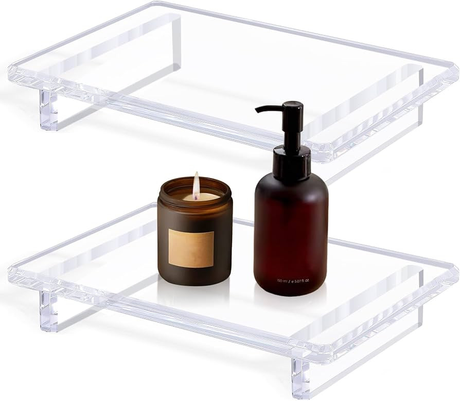 Acrylic Bathroom Tray Display Riser, 2-Pack 9"x5.9"x1.5" | Amazon (US)