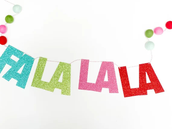 Fa la la la la banner, Holiday Banner, Fireplace Garland, Christmas Garland, felt Ball Banner, Ho... | Etsy (US)
