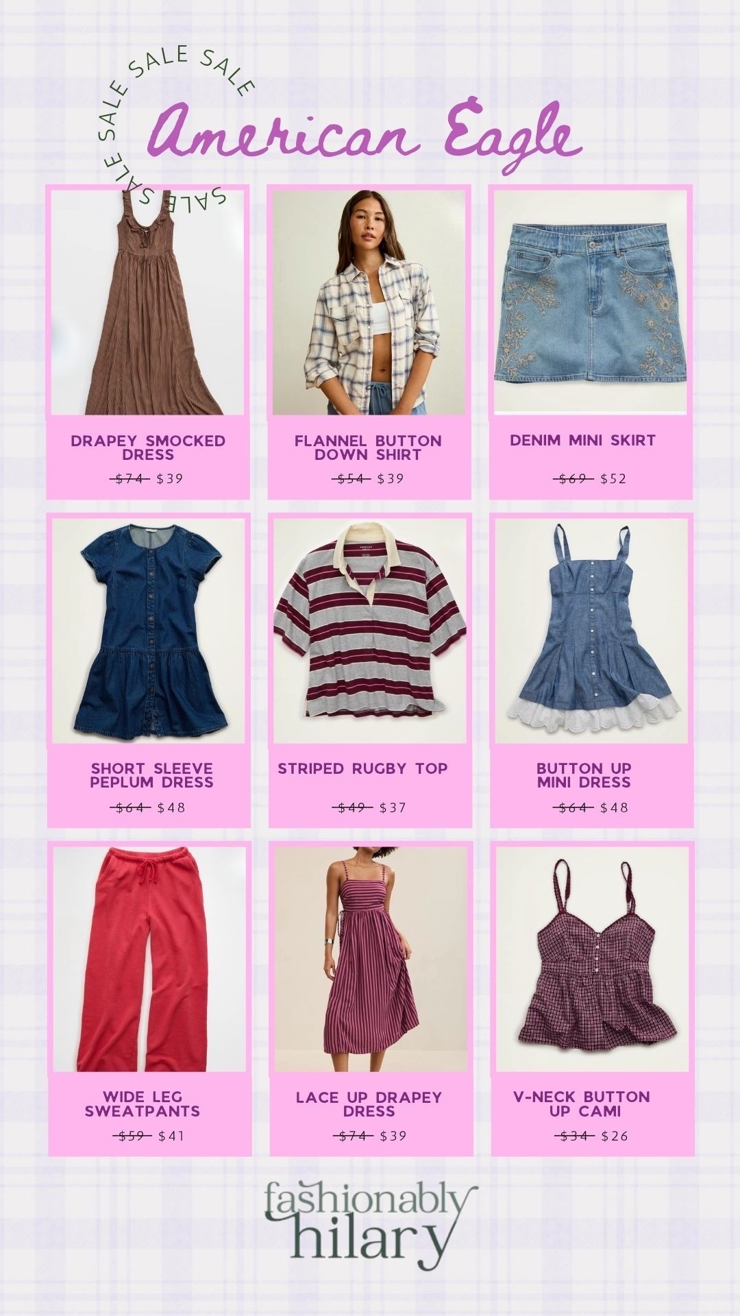 American Eagle just dropped the prices on a ton of adorable new arrivals, and I’m obsessed. The lace details on the button front dress dress is so cute, the embroidery on this denim skirt is so pretty and I am loving the drapey material on the maxi dresses. 
Lounge pants, rugby polo top, flannel shirt

#LTKMidsize #LTKSeasonal #LTKSaleAlert