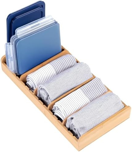 KitchenEdge Bamboo Kitchen Towel and Food-Storage Organizer, Perfect for Kitchen Drawers, Cabinet... | Amazon (US)