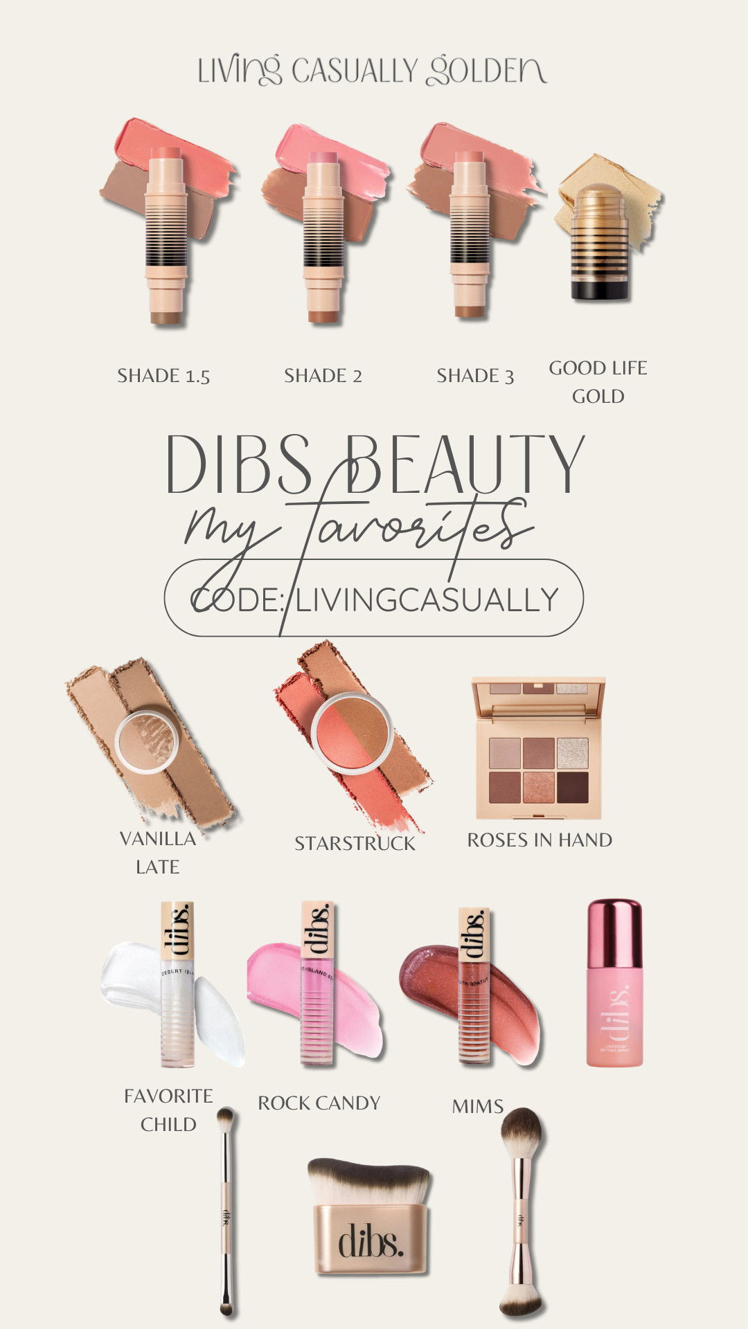 All my favorites from Dibs Beauty! I have been using the Duo Stick for years, and use it every single day in my makeup routine, along with the duo brush. 

Save with my code "LIVINGCASUALLY" 



 

 #LTKBeauty