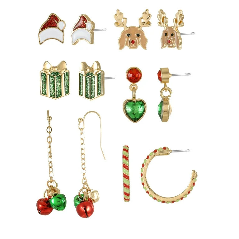 Holiday Time Christmas Earring Set, 6 Pairs | Walmart (US)