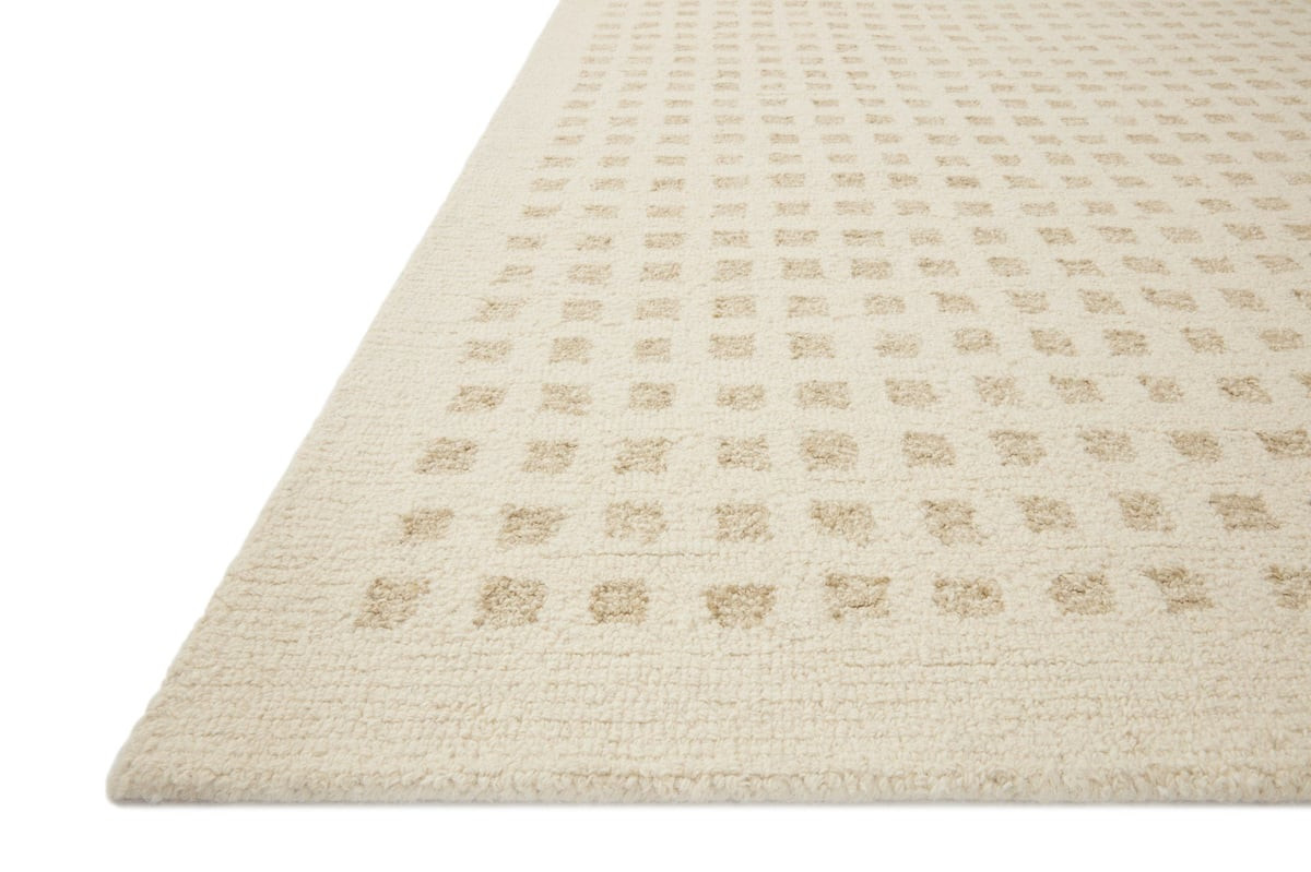 Polly POL-01 Ivory/Natural Wool/Jute Hand-Tufted Checkered Area Rug | Rugs Direct