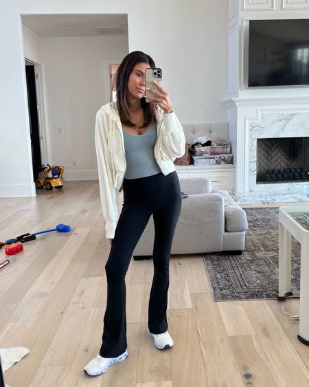 Casual athleisure OOTD 🫶🏼 these mini flare pants are new from lululemon and I’m obsessed with the fit! I have this free people jacket in multiple colors - it’s the perfect lightweight jacket for spring. 

Spring outfit; casual outfit; mom outfit; school drop off outfit; mom style; athleisure style; lululemon; free people movement; on cloud sneakers; Christine Andrew 

#LTKstyletip #LTKunder100 #LTKfit