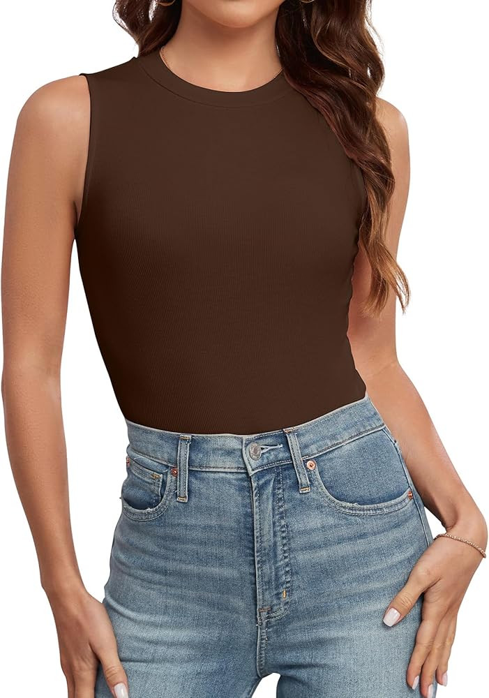 Tank Tops for Women Summer Sleeveless Racerback Casual Basic Ribbed Slim Fitted Shirts | Amazon (US)