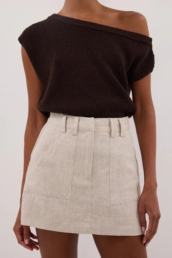 EVA NATURAL LINEN SKORT | DISSH