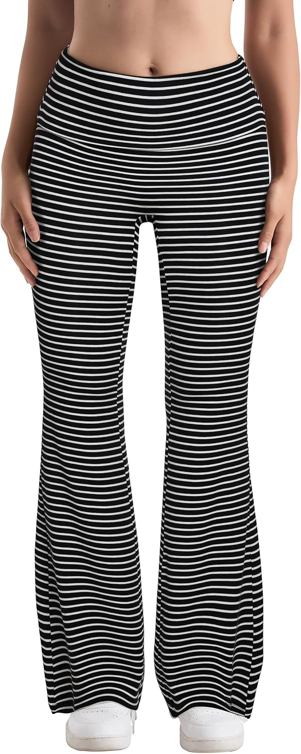 MOOSLOVER Women Flare Leggings Fold Over Bootcut Yoga Pants Casual Y2K Lounge Pants Comfy Cotton Leggings | Amazon (US)