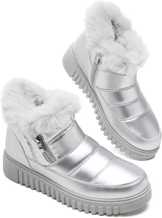 kufeiti Women's Waterproof Fall Winter Snow Boots Platform Fur Lined Ankle Boots for Women with S... | Amazon (US)