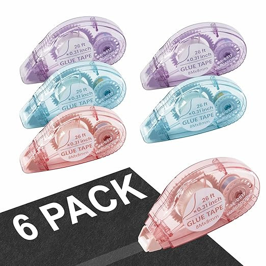 Double Sided Tape for Crafts, Pack of 6 Glue Tape Roller, 26 Ft x 0.31 in Scrapbook Tape, Tape Ru... | Amazon (US)