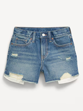 High-Waisted Ripped Frayed-Hem Jean Shorts for Girls | Old Navy (US)