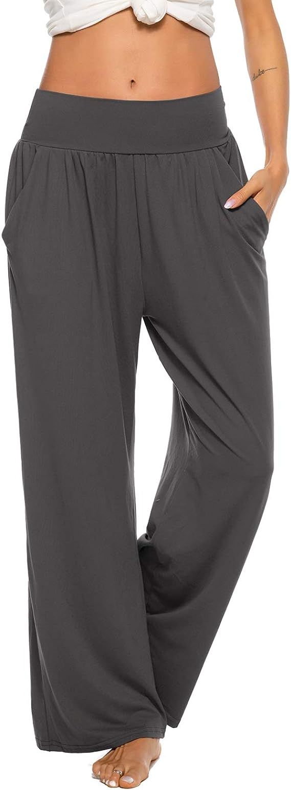 ZJCT Womens Yoga Sweatpants Comfy Loose Casual Wide Leg Lounge Joggers Pants with Pockets | Amazon (US)