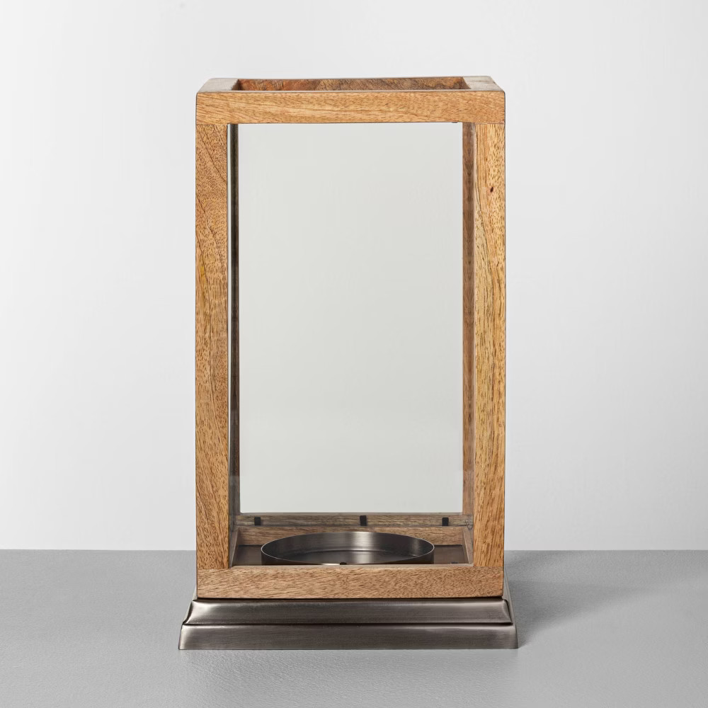 Wood & Glass Lantern Large - Hearth & Hand with Magnolia | Target