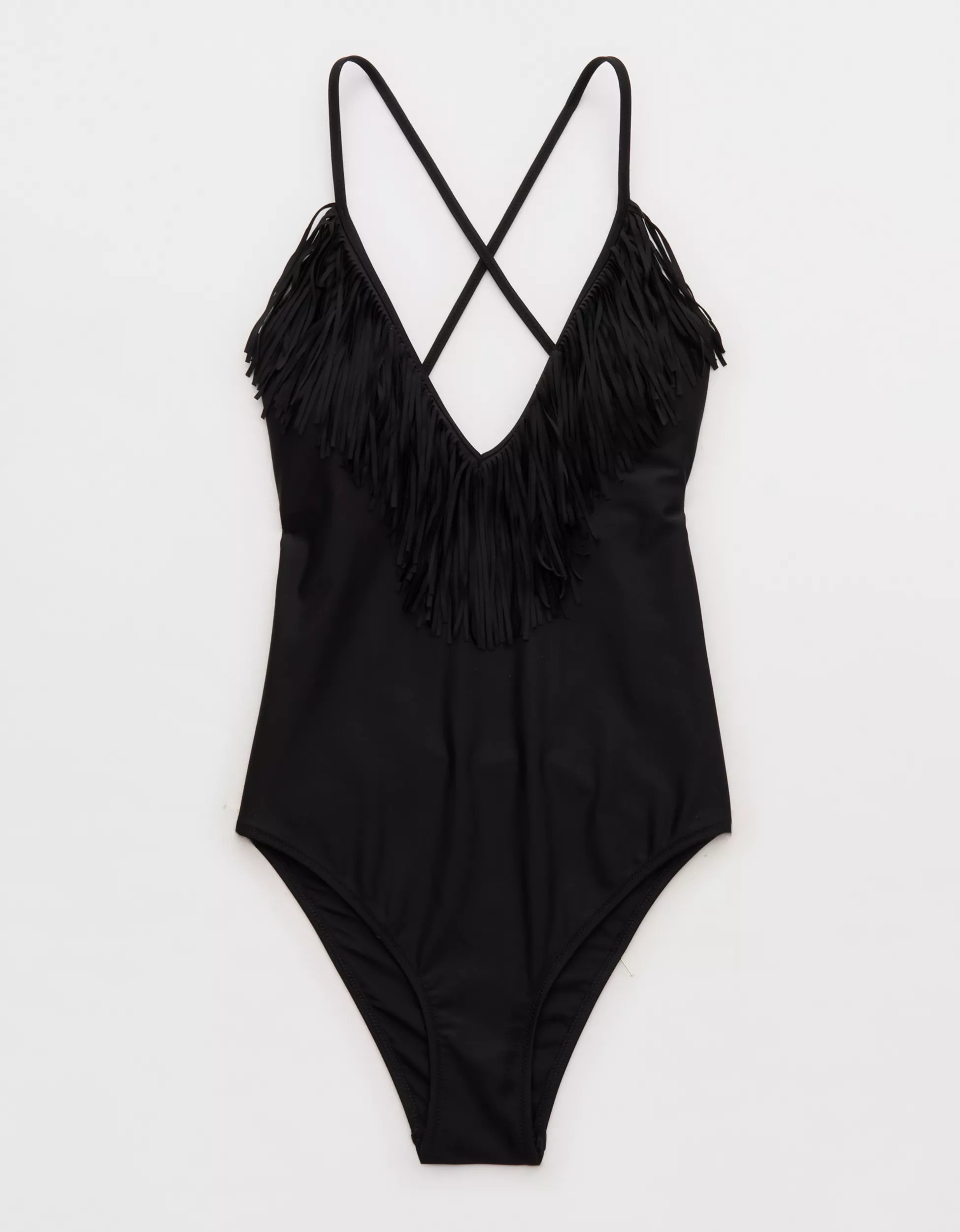 Aerie Fringe V-Neck One Piece Swimsuit | American Eagle Outfitters (US & CA)