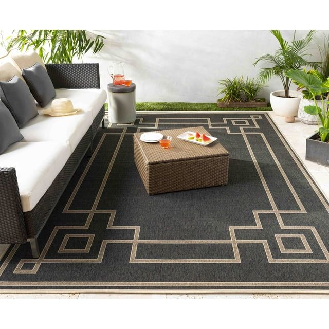 Mark&Day Outdoor Area Rugs, 3x5 Natalie Cottage Indoor/Outdoor Black Camel Area Rug (3'7" x 5'7") | Walmart (US)