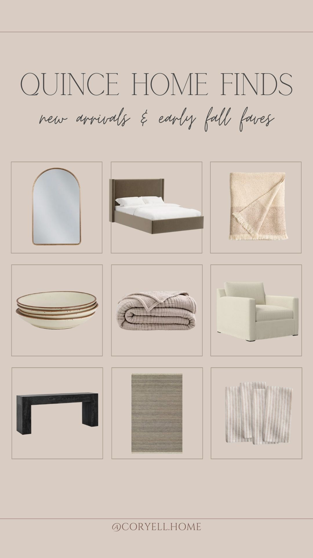 Quince home finds and favorites! Beautiful new arrivals and early fall favorites such as these cozy bedding layers, soft rugs, and organic kitchen finds. A beautiful mix for the home! 