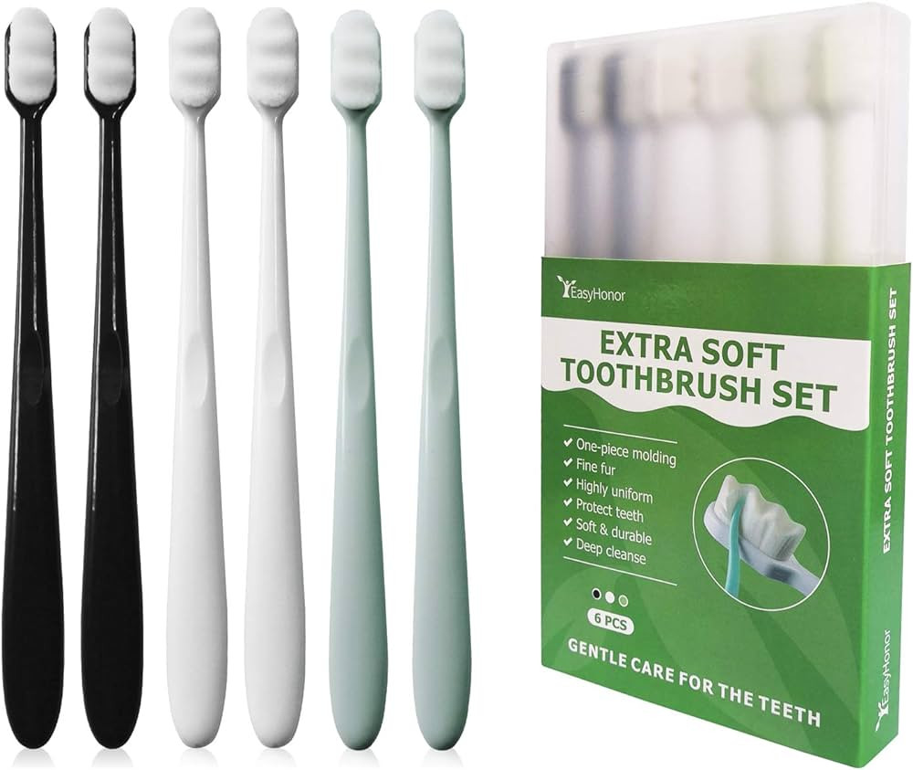 EasyHonor Extra Toothbrush for Sensitive Gums, Micro Fur Manual Toothbrush with 20000 Soft Floss ... | Amazon (US)