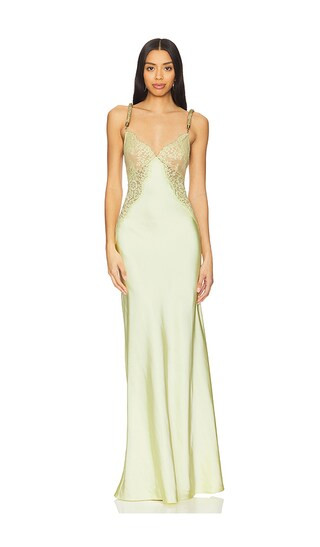 x Christopher Kane Lace Satin Maxi Dress in Yellow | Revolve Clothing (Global)
