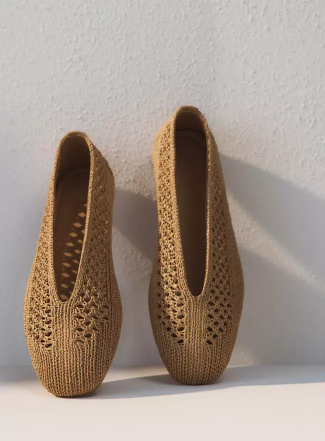 Buy Neutral Raffia Effect Ballerina Shoes 7 | Shoes | Tu | Tu Clothing