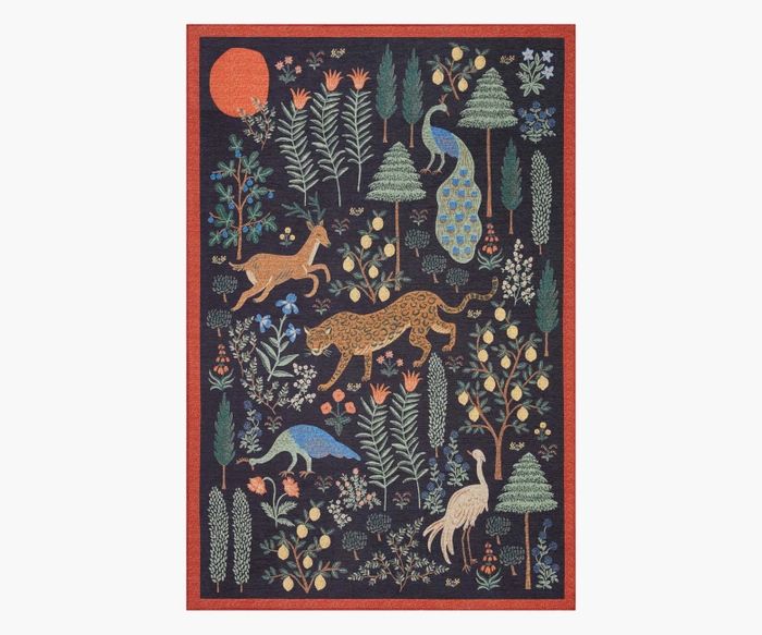 Menagerie Les Fauves Black Power-Loomed Rug | Rifle Paper Co.