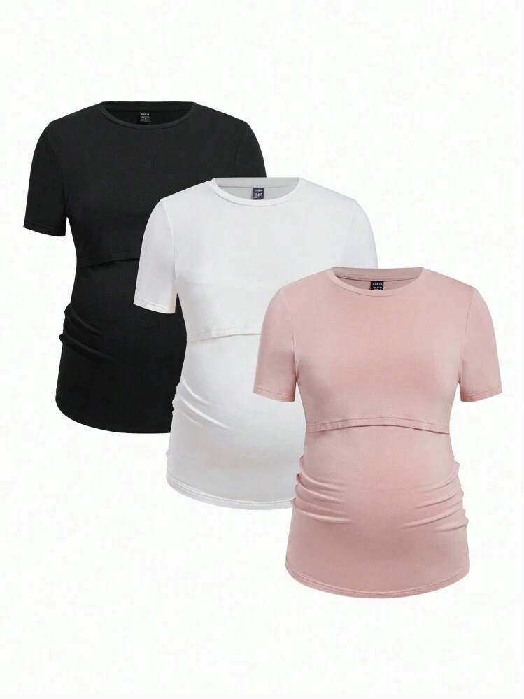 evoluSHEINSHEIN Modmama Camiseta De Lactancia unicolor Para Embarazadas | SHEIN