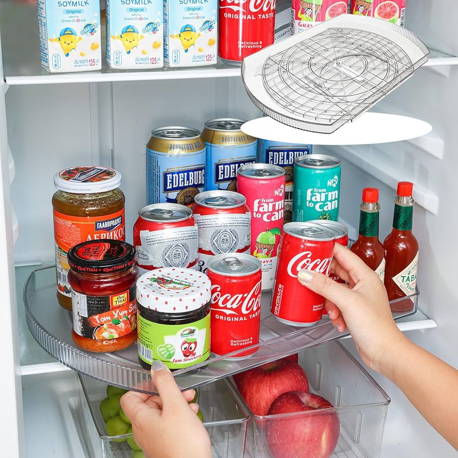 Square Lazy Susan Organizer for Refrigerator, Slide and 360° Rotate Rectangle Turntable Organiza... | Amazon (US)