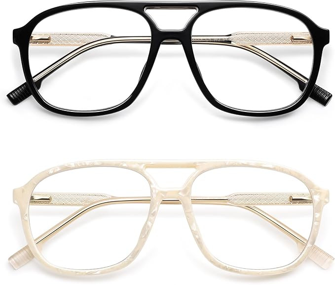 AMOMOMA Retro Blue Light Aviator Reading Glasses for Women Men,Vintage Square Computer Reader Fra... | Amazon (US)