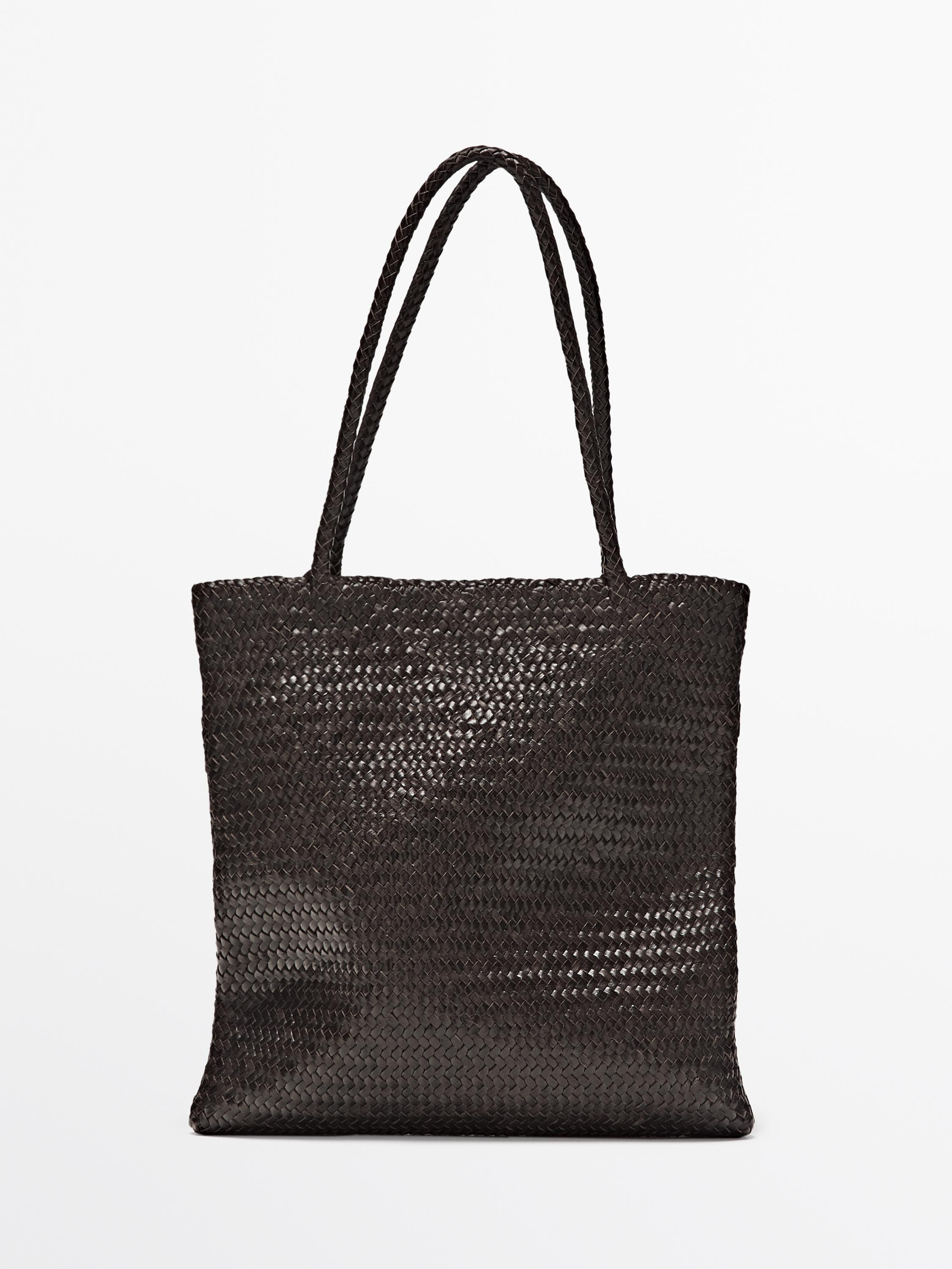 Medium braided nappa leather tote bag | Massimo Dutti US