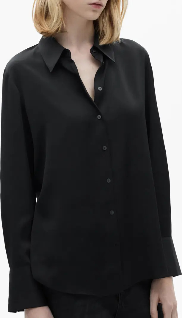 MANGO Satin Button-Up Shirt | Nordstrom | Nordstrom