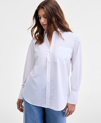 On 34th Women's Cotton Poplin Relaxed Shirt, Macy's Exclusive - Macy's | Macy's