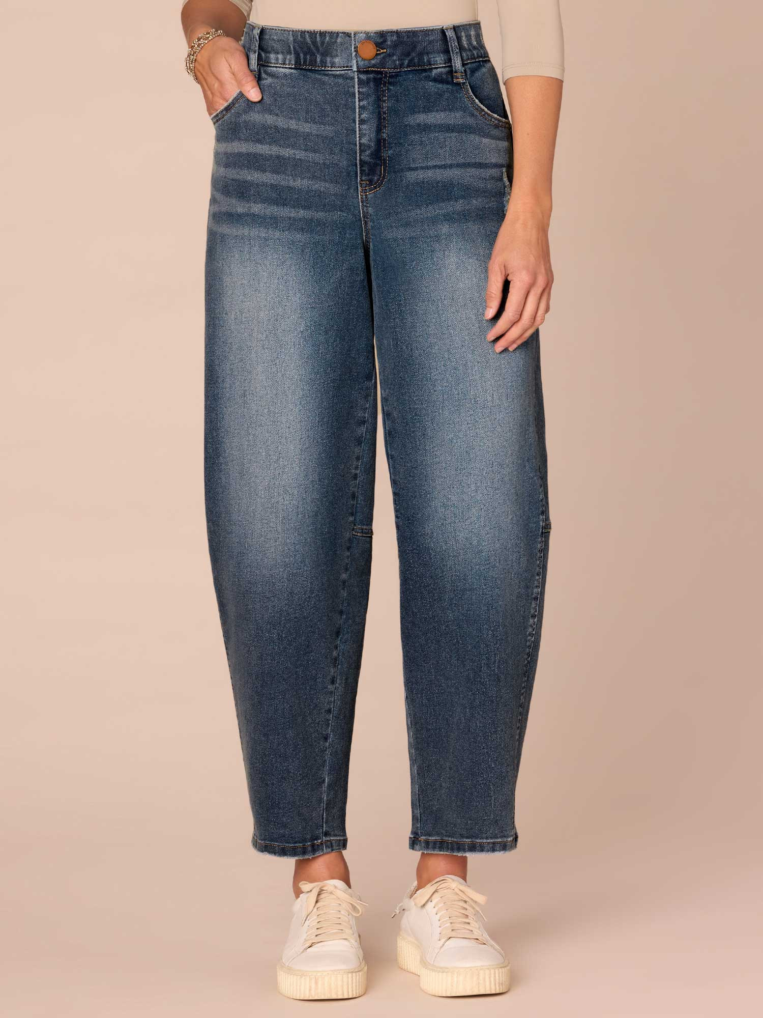 "Ab"solution® Skyrise Relaxed Barrel Leg Jeans with Uneven Yoke | Democracy Clothing