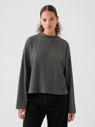 Oversized Mockneck Waffle T-Shirt | Gap (US)