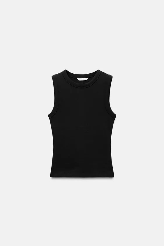 Fitted sleeveless top with a round neck. | Zara UK