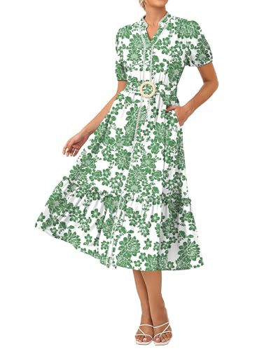 GRACE KARIN Womens Summer Floral Maxi Dress 2026 Casual Puff Short Sleeve Shirt Dress Boho Flowy ... | Amazon (US)