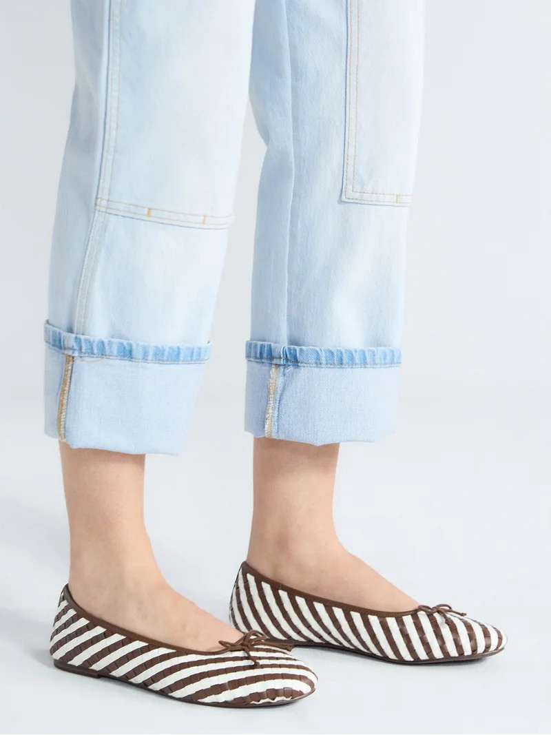 Free Assembly Women's Striped Woven Ballet Flats | Walmart (US)