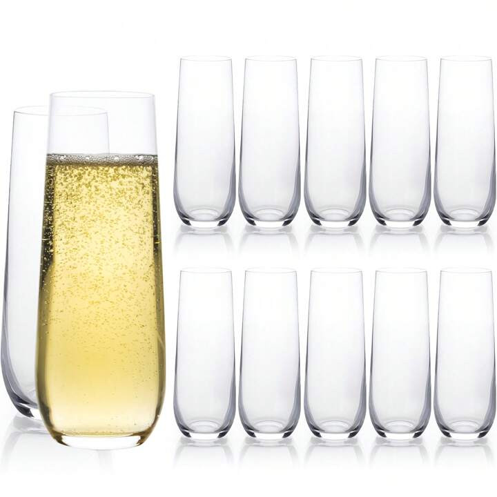[12-PACK] Stemless Champagne Flutes Set, Crystal Glass, 8 Oz Champagne Glasses, Prosecco Mimosa G... | SHEIN