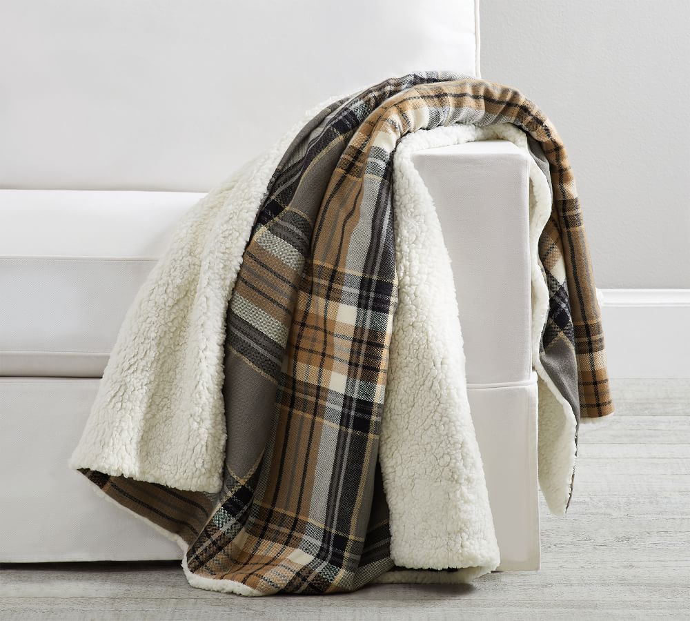 Plaid with Sherpa Back Throws | Pottery Barn (US)