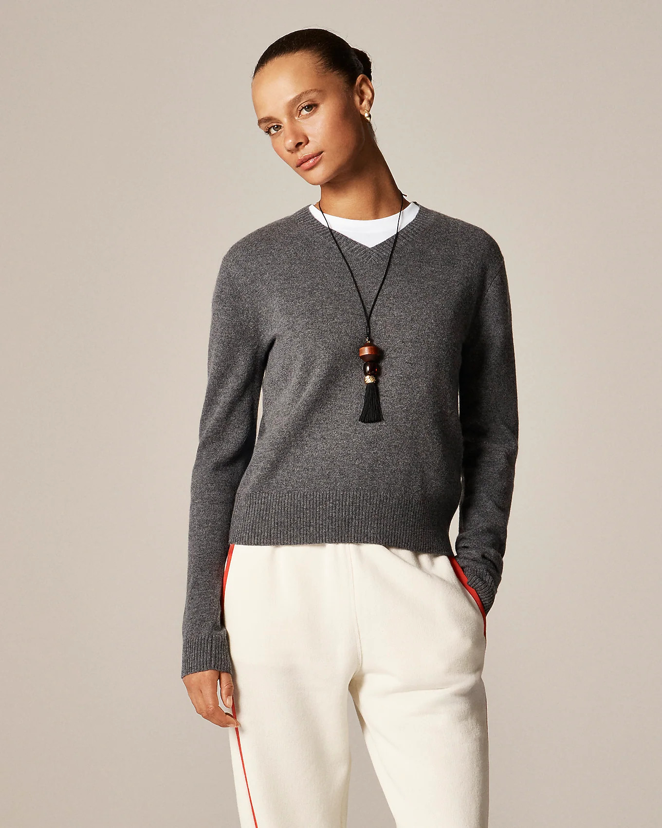 Cashmere high V-neck sweater | J. Crew US