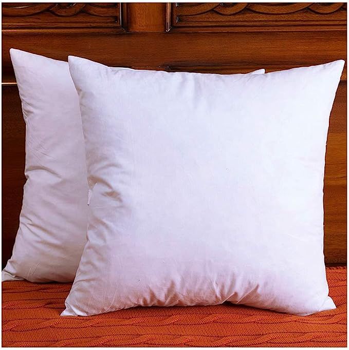 DOWNIGHT Set of 2, Cotton Fabric Throw Pillow Inserts, Down and Feather Decorative Pillow Insert,... | Amazon (US)