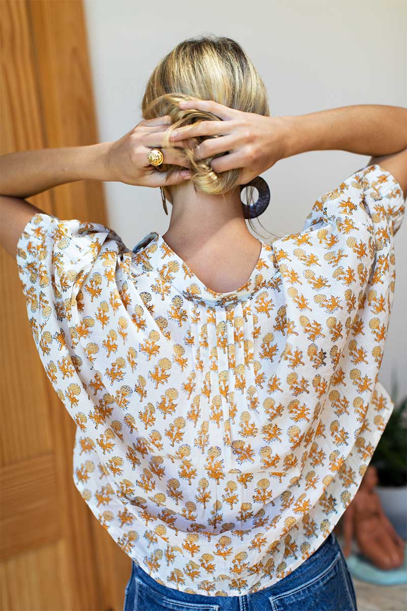 Mandarin Collar Top - Little Marigolds | Emerson Fry