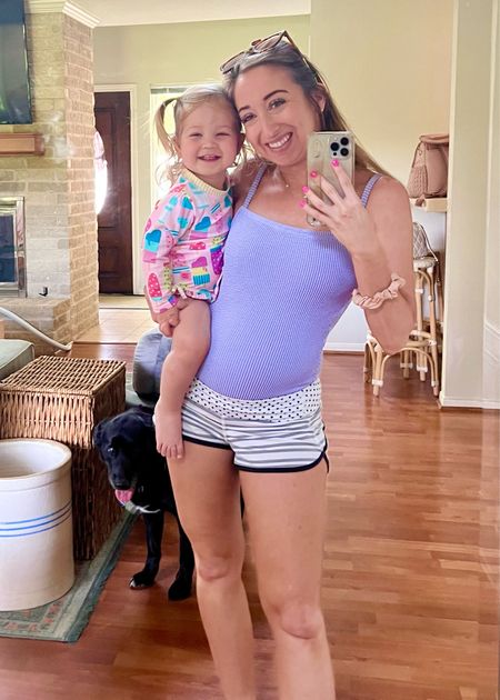 Baby bump is out heading to the splash pad with my mini me! This swimsuit isn’t maternity but it’s stretchy and fits the bump! 

#LTKbump