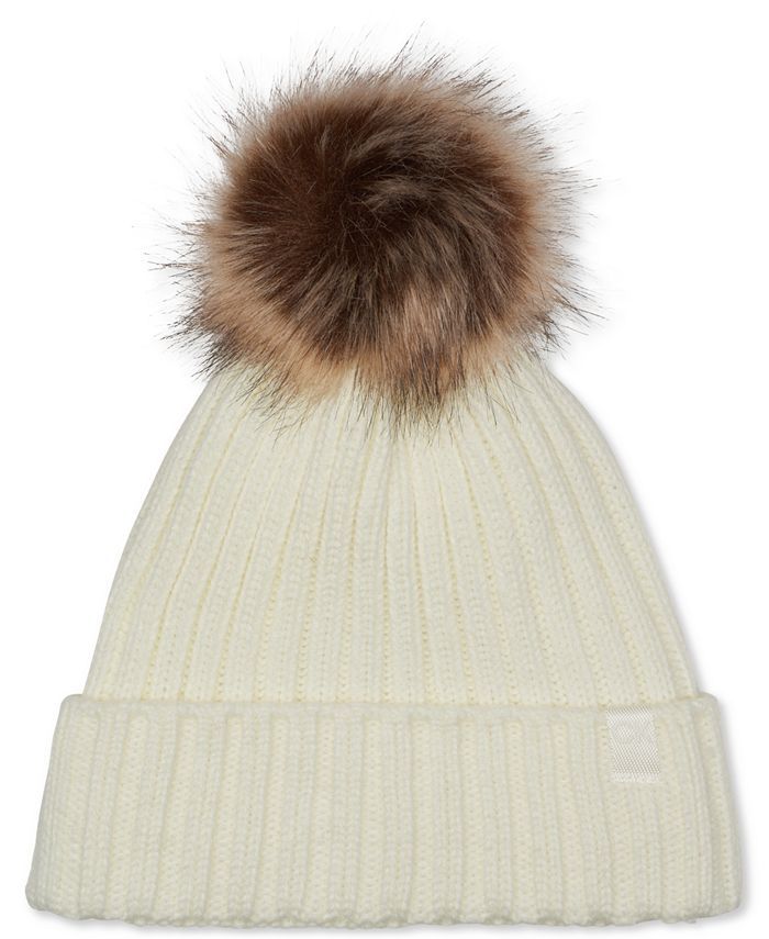 Calvin Klein Faux-Fur Pom-Pom Beanie & Reviews - Hats, Gloves & Scarves - Handbags & Accessories ... | Macys (US)