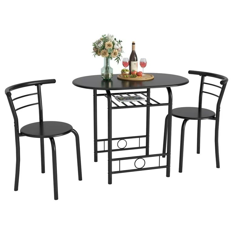 Furmax 3 Piece Wood and Metal Dining set, Small dining table for 2 ,for Living Room, Dining Room,... | Walmart (US)
