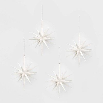 4pk Glitter Starburst Christmas Ornament Set White - Wondershop™ | Target