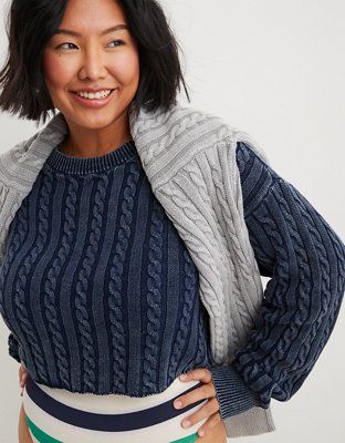 Aerie Mini Cable Cropped Sweater | Aerie