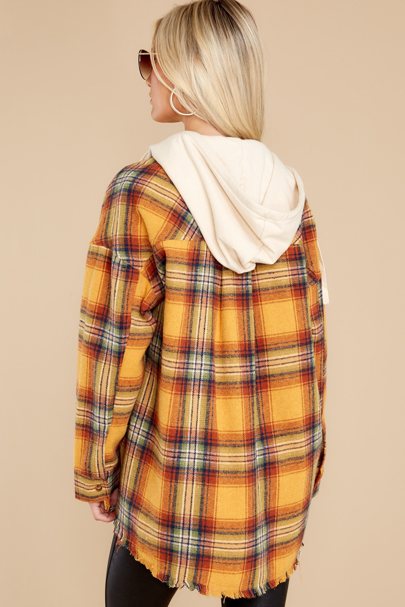 Campfire Evenings Mustard Multi Plaid Jacket | Red Dress 