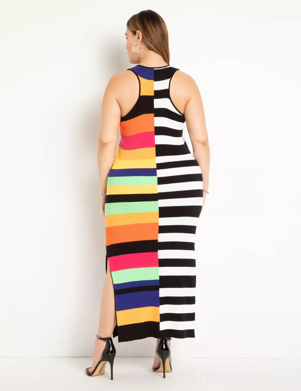 Mixed Stripe Ribbed Dress | Eloquii