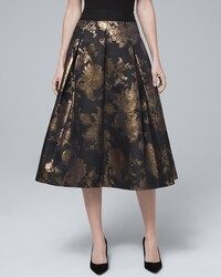 White House Black Market Metallic-Jacquard Full Midi Skirt | White House Black Market